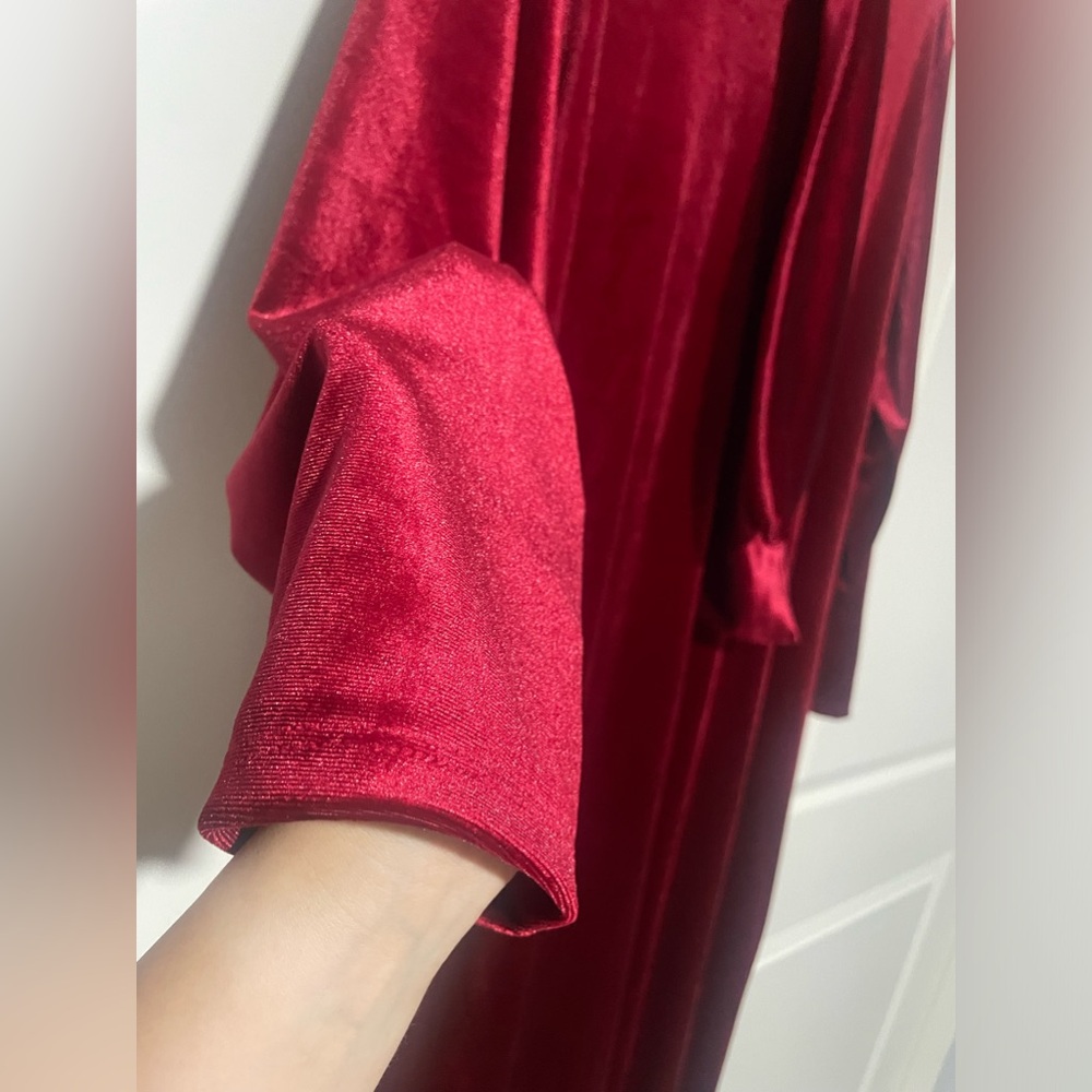 ♥️Velvet Burgundy Red Bubble Dress /w Pockets♥️ - Picture 7 of 13